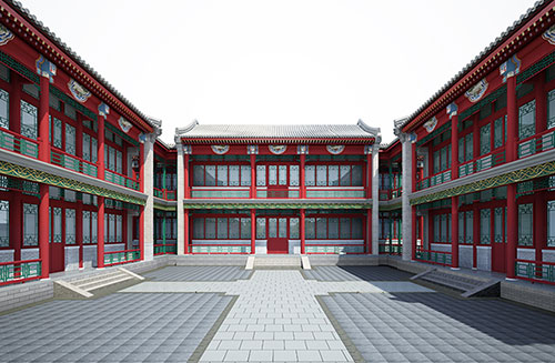 松江北京四合院设计古建筑鸟瞰图展示