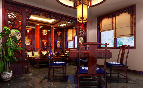 松江古典中式风格茶楼包间设计装修效果图
